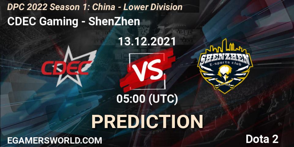 CDEC Gaming contre ShenZhen : prédiction de match. 13.12.2021 at 05:00. Dota 2, DPC 2022 Season 1: China - Lower Division