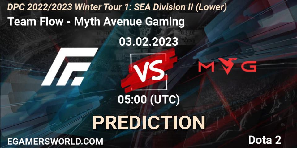 Team Flow contre Myth Avenue Gaming : prédiction de match. 03.02.23. Dota 2, DPC 2022/2023 Winter Tour 1: SEA Division II (Lower)