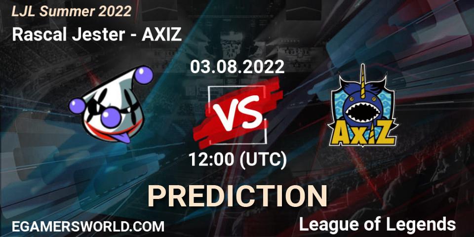 Rascal Jester contre AXIZ : prédiction de match. 03.08.22. LoL, LJL Summer 2022