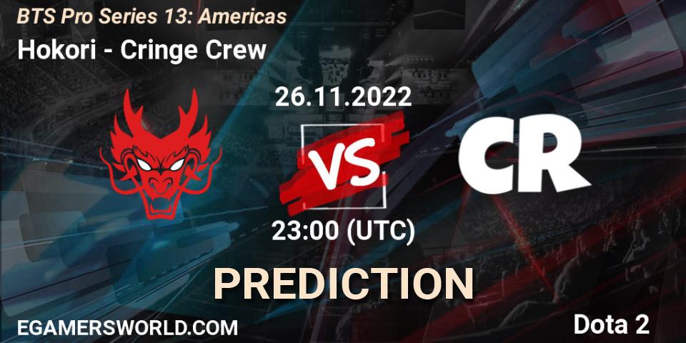 Hokori contre Cringe Crew : prédiction de match. 26.11.22. Dota 2, BTS Pro Series 13: Americas