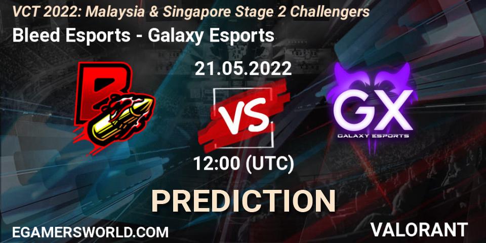 Bleed Esports contre Galaxy Esports : prédiction de match. 21.05.2022 at 12:00. VALORANT, VCT 2022: Malaysia & Singapore Stage 2 Challengers
