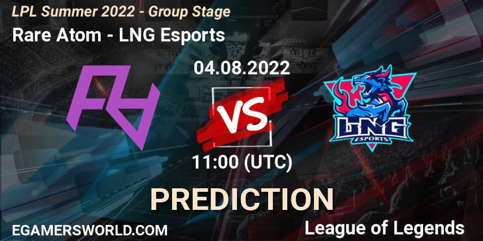 Rare Atom contre LNG Esports : prédiction de match. 04.08.22. LoL, LPL Summer 2022 - Group Stage