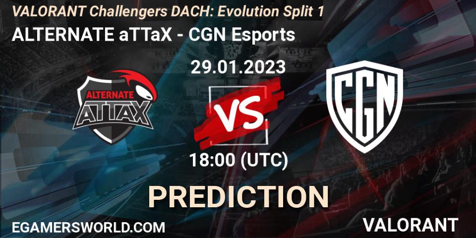ALTERNATE aTTaX contre CGN Esports : prédiction de match. 29.01.23. VALORANT, VALORANT Challengers 2023 DACH: Evolution Split 1