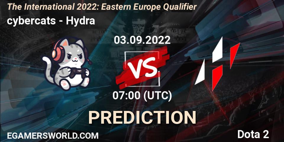 cybercats contre Hydra : prédiction de match. 03.09.22. Dota 2, The International 2022: Eastern Europe Qualifier