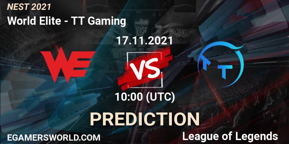 TT Gaming contre World Elite : prédiction de match. 17.11.21. LoL, NEST 2021