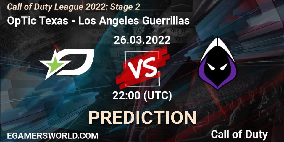 OpTic Texas contre Los Angeles Guerrillas : prédiction de match. 26.03.22. Call of Duty, Call of Duty League 2022: Stage 2