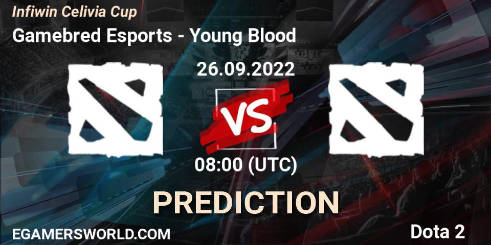 Gamebred Esports contre Young Blood : prédiction de match. 24.09.2022 at 05:29. Dota 2, Infiwin Celivia Cup 