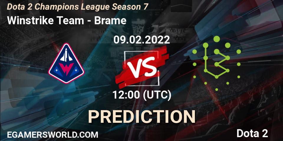 Winstrike Team contre Brame : prédiction de match. 09.02.22. Dota 2, Dota 2 Champions League 2022 Season 7
