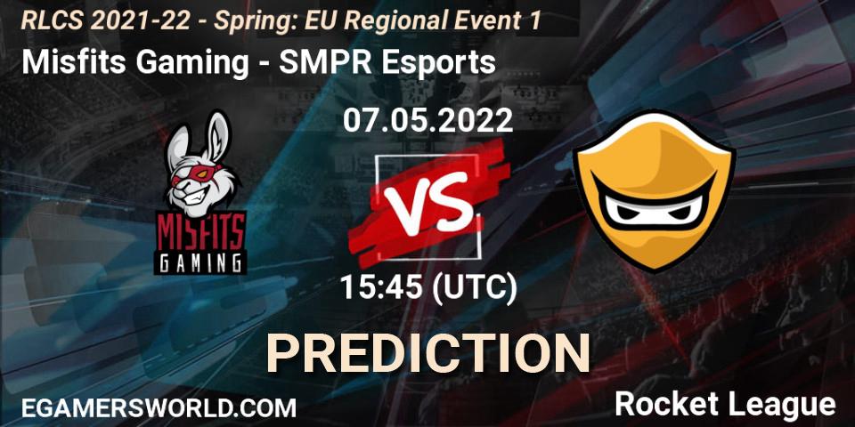 Misfits Gaming contre SMPR Esports : prédiction de match. 07.05.2022 at 15:45. Rocket League, RLCS 2021-22 - Spring: EU Regional Event 1