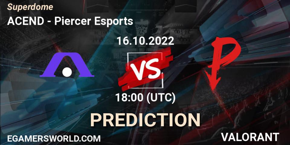 ACEND contre Piercer Esports : prédiction de match. 16.10.2022 at 23:30. VALORANT, Superdome