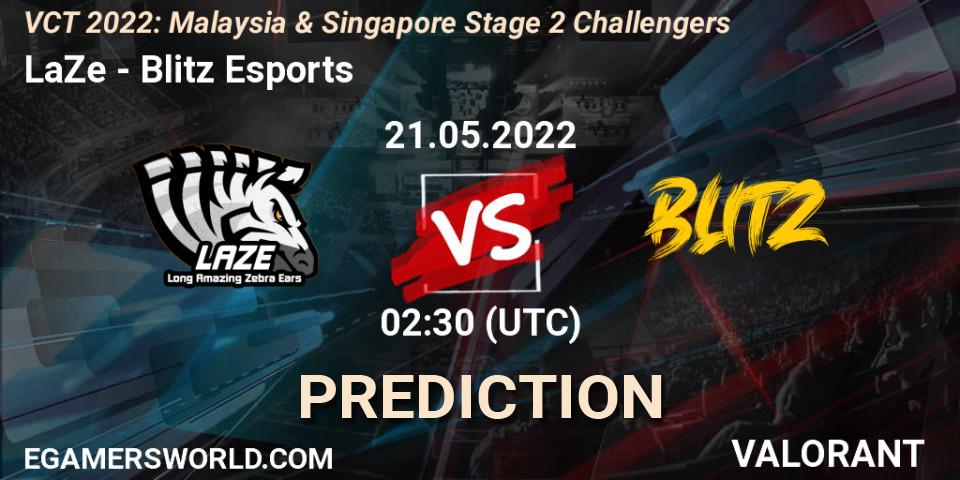 LaZe contre Blitz Esports : prédiction de match. 21.05.2022 at 02:30. VALORANT, VCT 2022: Malaysia & Singapore Stage 2 Challengers