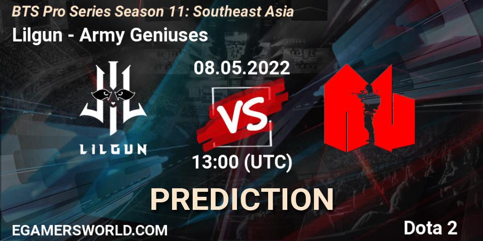 Lilgun contre Army Geniuses : prédiction de match. 08.05.2022 at 13:14. Dota 2, BTS Pro Series Season 11: Southeast Asia