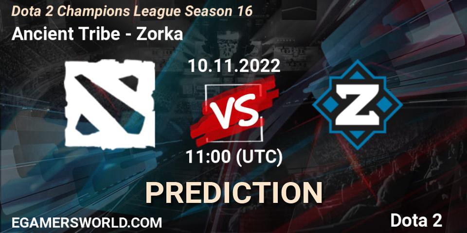 Ancient Tribe contre Zorka : prédiction de match. 10.11.2022 at 11:05. Dota 2, Dota 2 Champions League Season 16