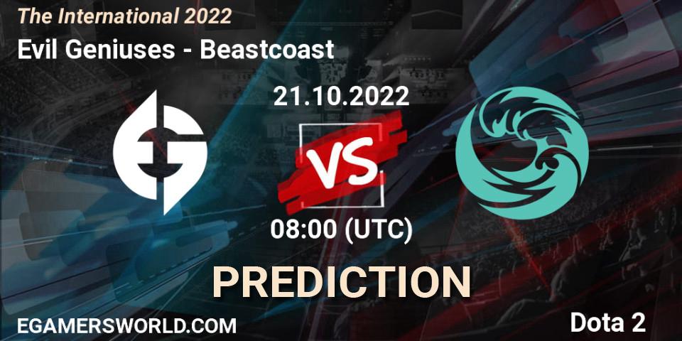 Evil Geniuses contre Beastcoast : prédiction de match. 21.10.22. Dota 2, The International 2022