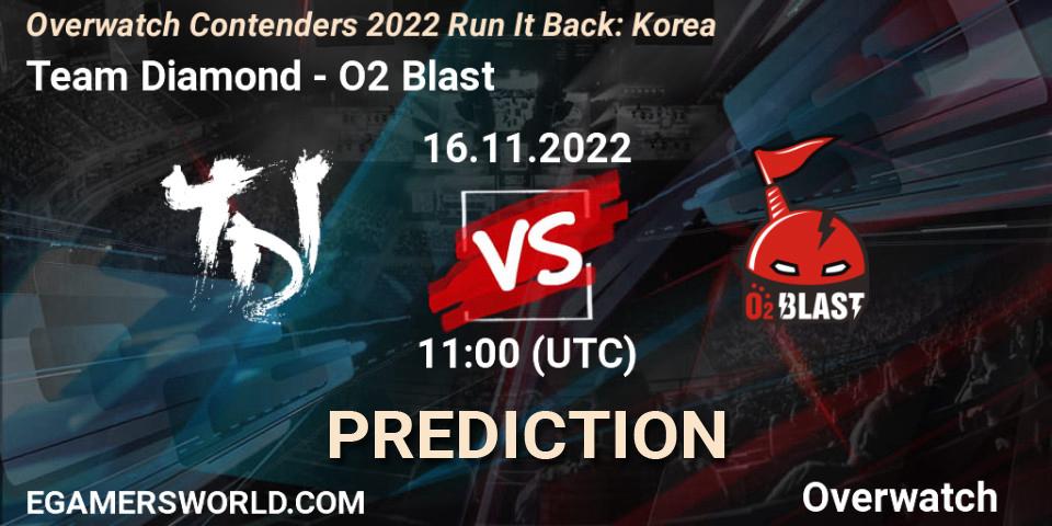 Team Diamond contre O2 Blast : prédiction de match. 16.11.2022 at 11:56. Overwatch, Overwatch Contenders 2022 Run It Back: Korea