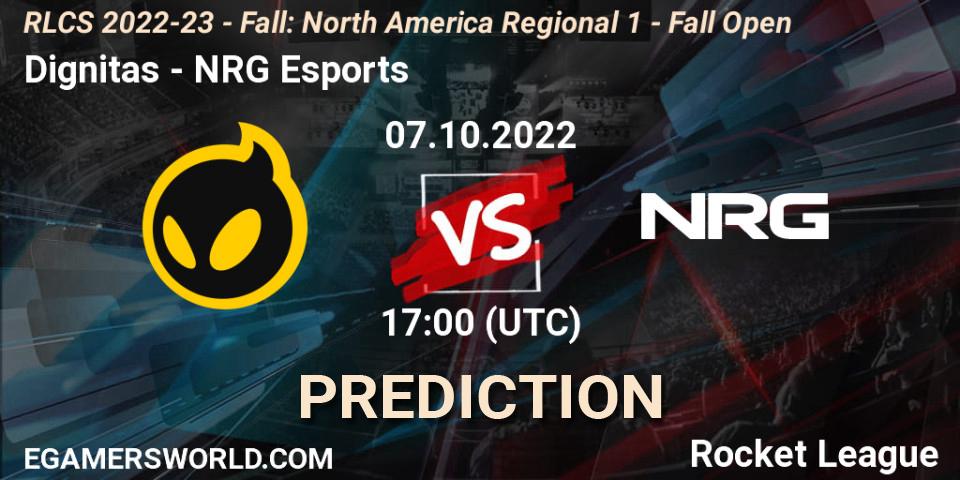 Dignitas contre NRG Esports : prédiction de match. 07.10.2022 at 17:00. Rocket League, RLCS 2022-23 - Fall: North America Regional 1 - Fall Open