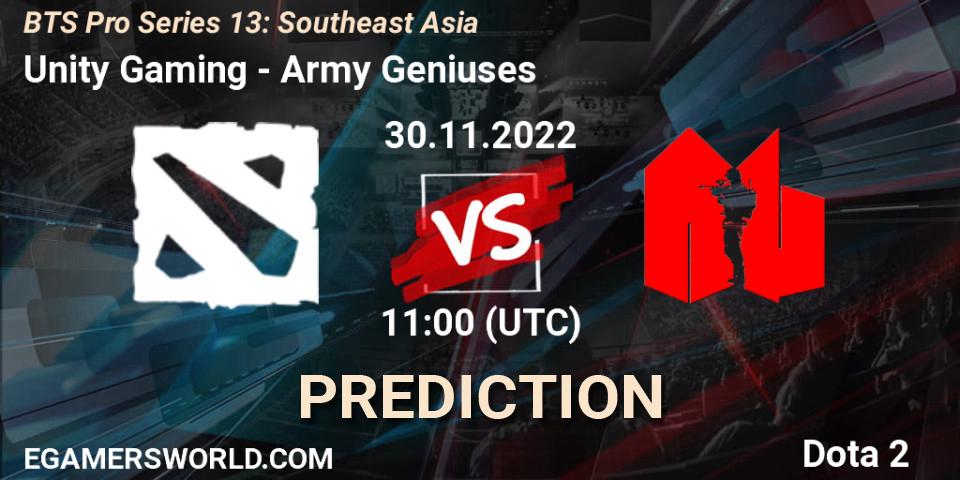Unity Gaming contre Army Geniuses : prédiction de match. 30.11.22. Dota 2, BTS Pro Series 13: Southeast Asia