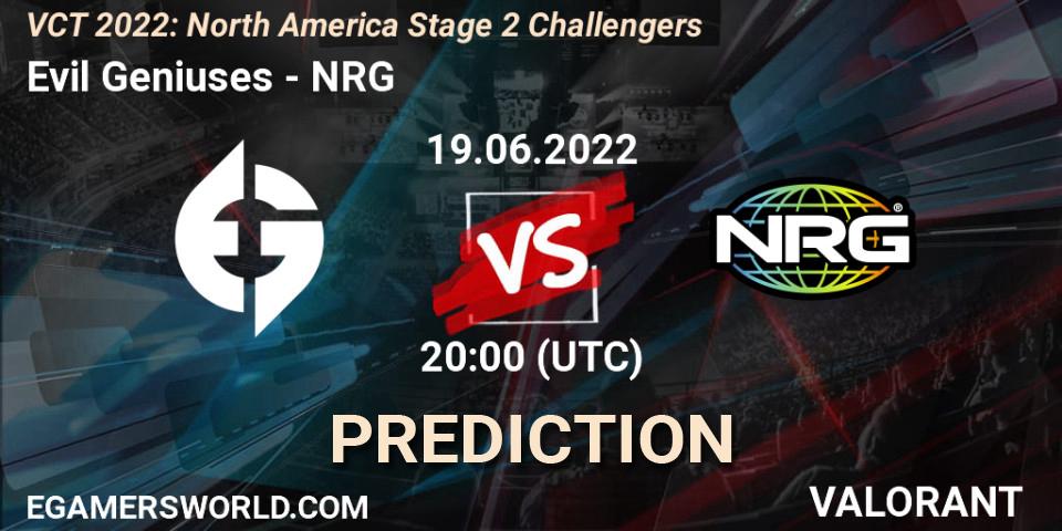 Evil Geniuses contre NRG : prédiction de match. 19.06.22. VALORANT, VCT 2022: North America Stage 2 Challengers