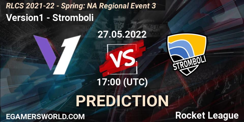 Version1 contre Stromboli : prédiction de match. 27.05.2022 at 17:00. Rocket League, RLCS 2021-22 - Spring: NA Regional Event 3