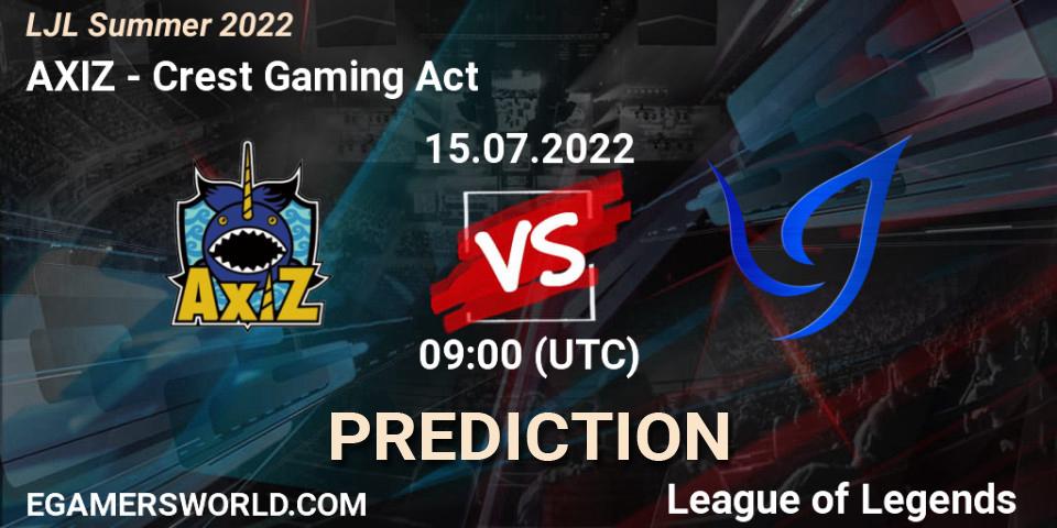 AXIZ contre Crest Gaming Act : prédiction de match. 15.07.2022 at 09:00. LoL, LJL Summer 2022