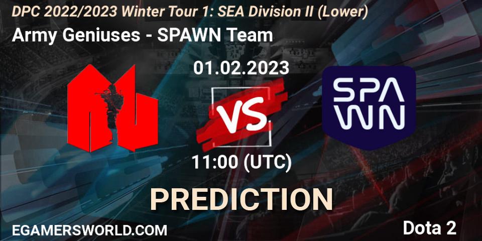 Army Geniuses contre SPAWN Team : prédiction de match. 01.02.23. Dota 2, DPC 2022/2023 Winter Tour 1: SEA Division II (Lower)