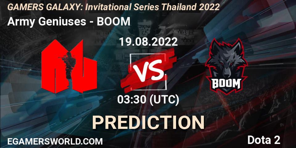 Army Geniuses contre BOOM : prédiction de match. 19.08.22. Dota 2, GAMERS GALAXY: Invitational Series Thailand 2022