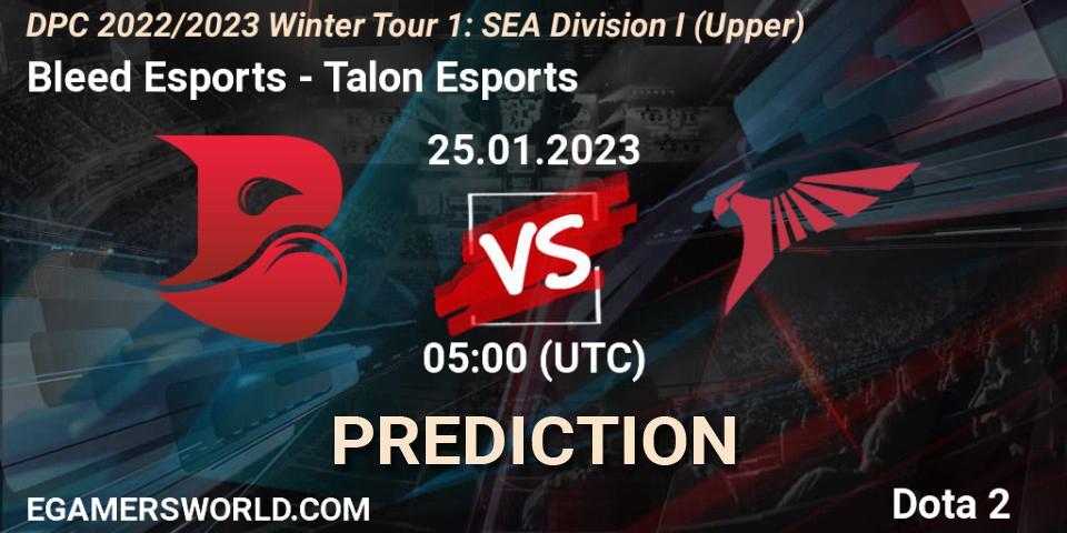 Bleed Esports contre Talon Esports : prédiction de match. 25.01.23. Dota 2, DPC 2022/2023 Winter Tour 1: SEA Division I (Upper)