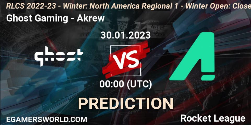 Ghost Gaming contre Akrew : prédiction de match. 30.01.23. Rocket League, RLCS 2022-23 - Winter: North America Regional 1 - Winter Open: Closed Qualifier