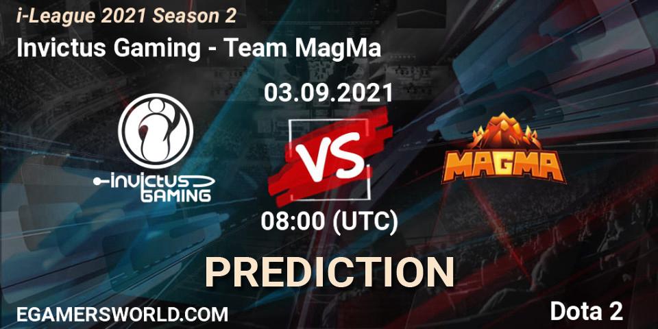 Invictus Gaming contre Team MagMa : prédiction de match. 03.09.2021 at 08:06. Dota 2, i-League 2021 Season 2
