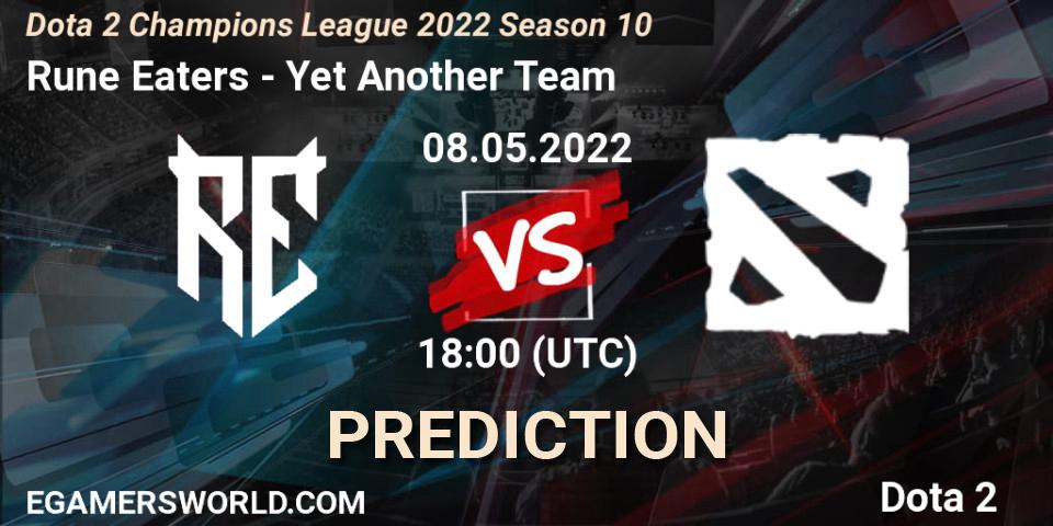 Rune Eaters contre Yet Another Team : prédiction de match. 08.05.2022 at 18:00. Dota 2, Dota 2 Champions League 2022 Season 10 