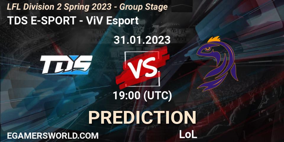 TDS E-SPORT contre ViV Esport : prédiction de match. 31.01.23. LoL, LFL Division 2 Spring 2023 - Group Stage