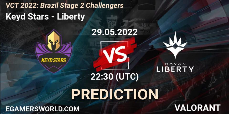 Keyd Stars contre Liberty : prédiction de match. 29.05.2022 at 23:45. VALORANT, VCT 2022: Brazil Stage 2 Challengers