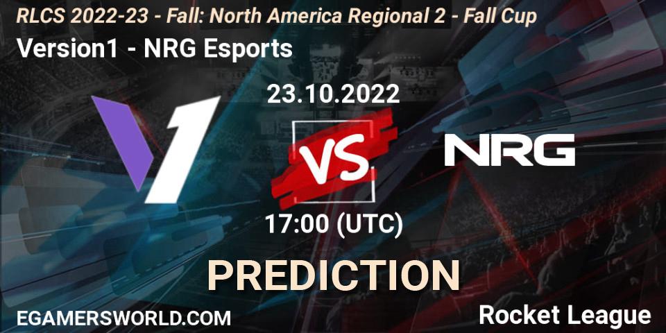 Version1 contre NRG Esports : prédiction de match. 23.10.2022 at 17:00. Rocket League, RLCS 2022-23 - Fall: North America Regional 2 - Fall Cup