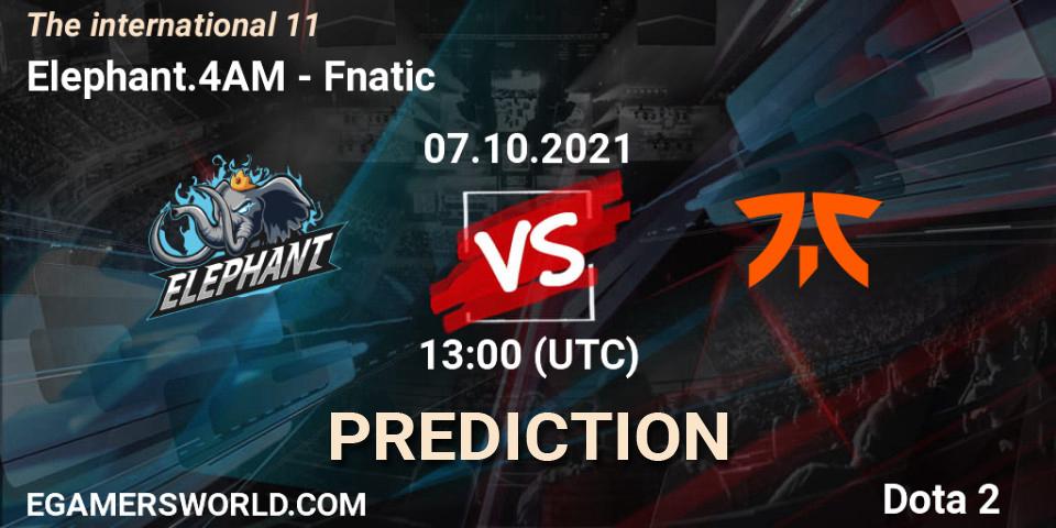 Elephant.4AM contre Fnatic : prédiction de match. 07.10.2021 at 15:16. Dota 2, The Internationa 2021