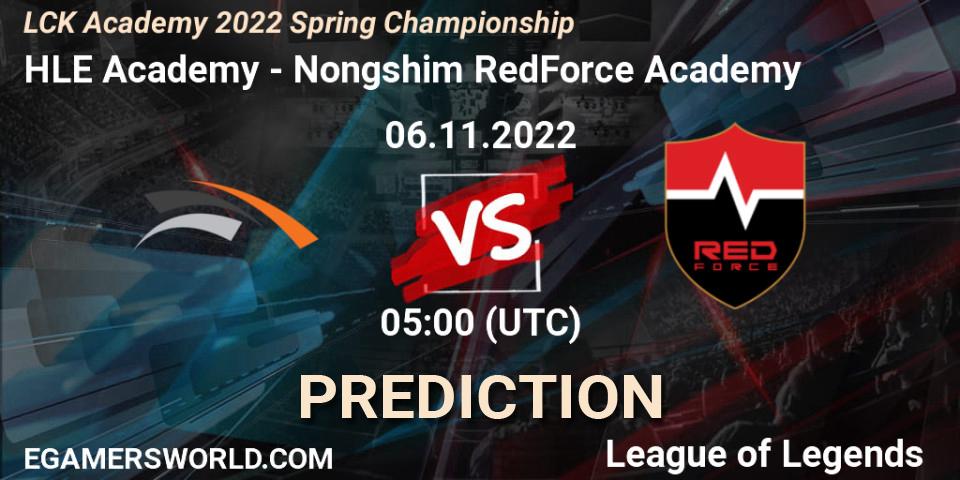 HLE Academy contre Nongshim RedForce Academy : prédiction de match. 06.11.2022 at 05:00. LoL, LCK Academy 2022 Spring Championship