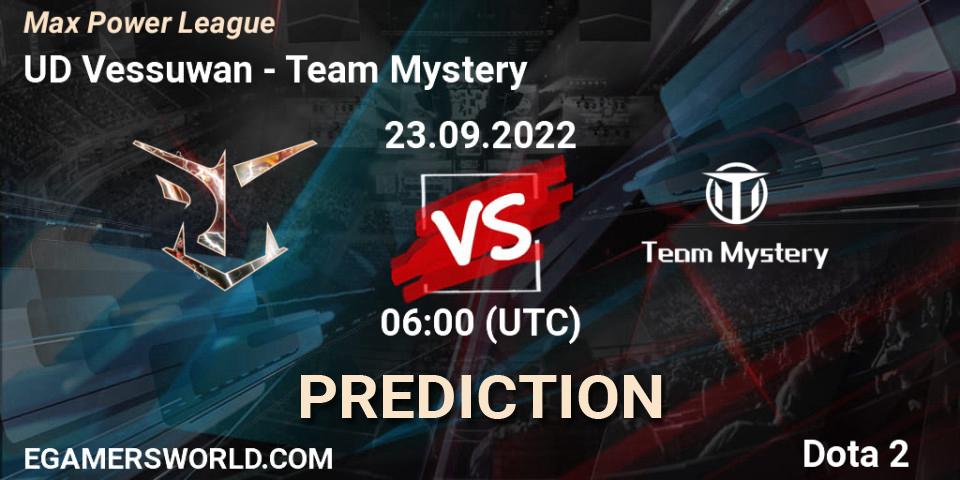 UD Vessuwan contre Team Mystery : prédiction de match. 23.09.2022 at 06:07. Dota 2, Max Power League