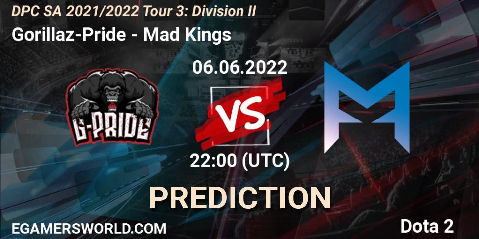 Gorillaz-Pride contre Mad Kings : prédiction de match. 06.06.2022 at 22:01. Dota 2, DPC SA 2021/2022 Tour 3: Division II