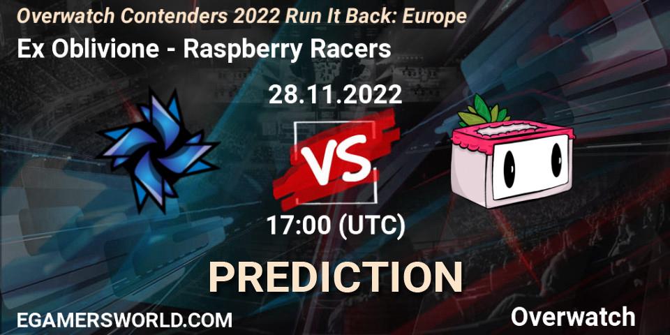 Ex Oblivione contre Raspberry Racers : prédiction de match. 30.11.2022 at 17:00. Overwatch, Overwatch Contenders 2022 Run It Back: Europe