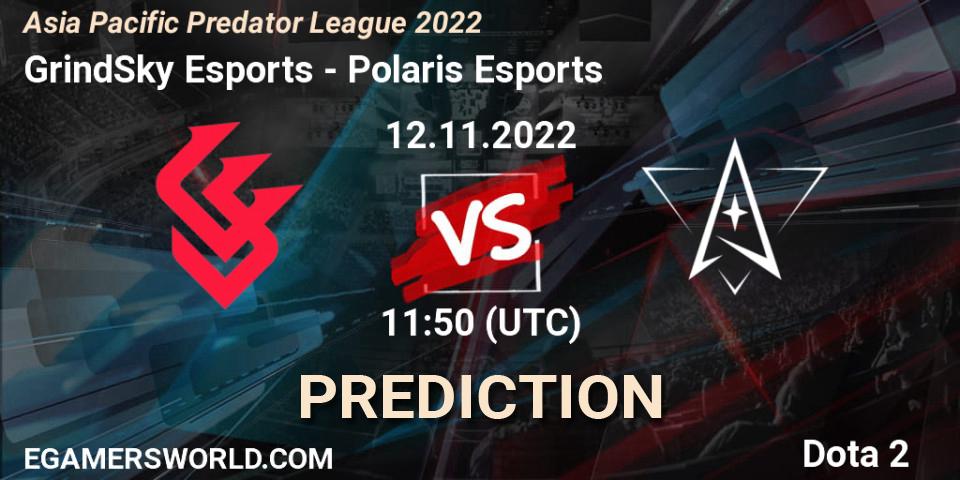 GrindSky Esports contre Polaris Esports : prédiction de match. 12.11.2022 at 12:08. Dota 2, Asia Pacific Predator League 2022