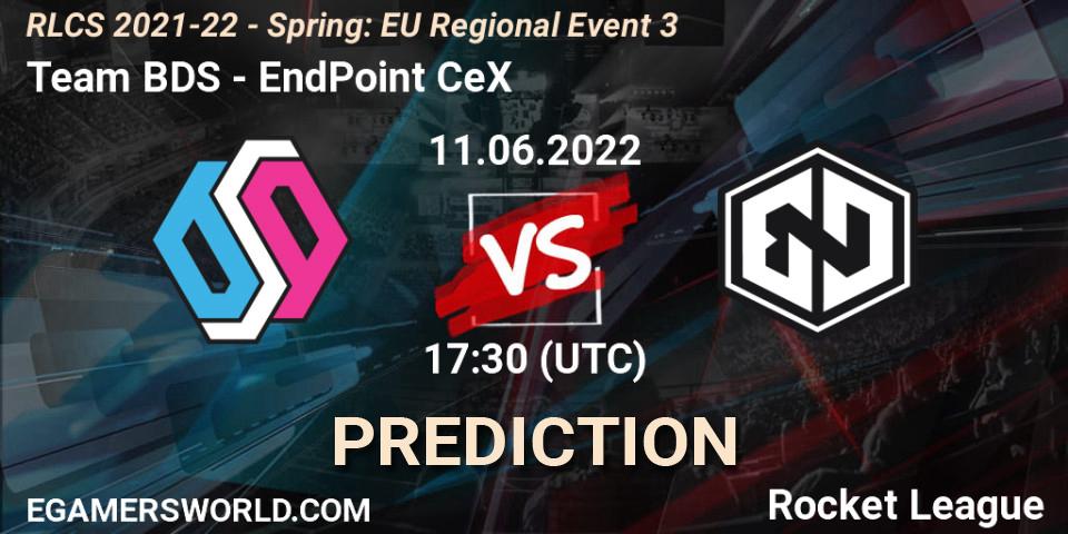 Team BDS contre EndPoint CeX : prédiction de match. 11.06.2022 at 17:30. Rocket League, RLCS 2021-22 - Spring: EU Regional Event 3