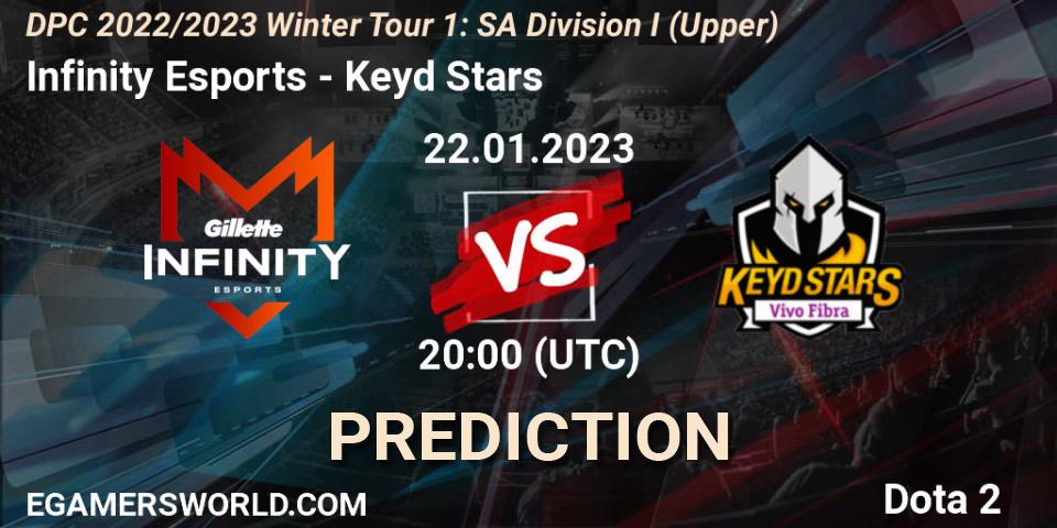 Infinity Esports contre Keyd Stars : prédiction de match. 22.01.23. Dota 2, DPC 2022/2023 Winter Tour 1: SA Division I (Upper) 