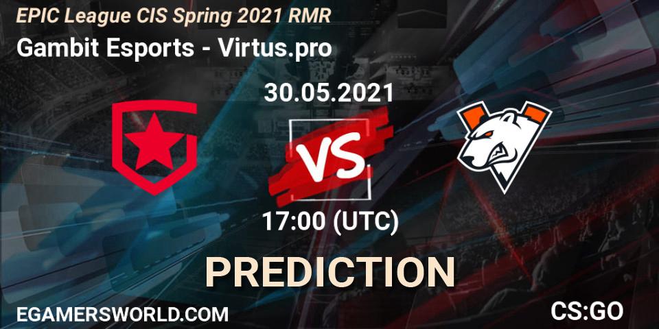 Gambit Esports contre Virtus.pro : prédiction de match. 30.05.21. CS2 (CS:GO), EPIC League CIS Spring 2021 RMR
