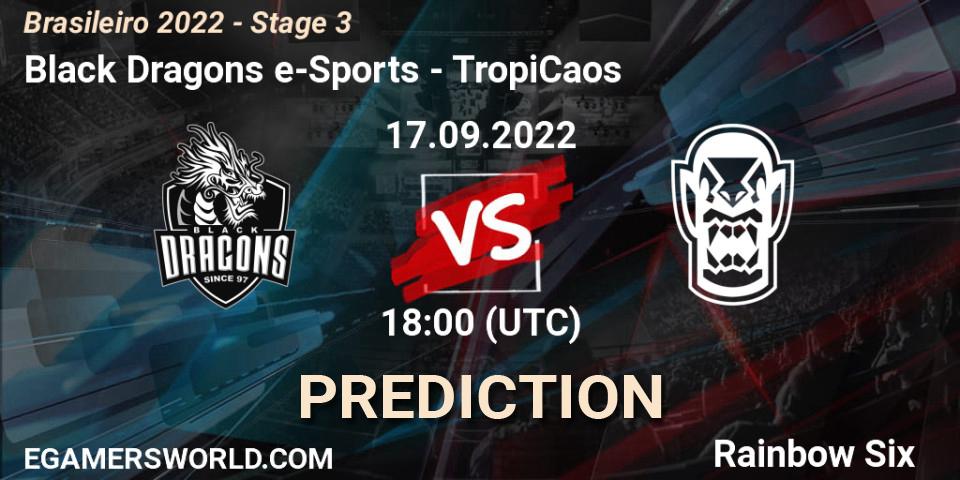 Black Dragons e-Sports contre TropiCaos : prédiction de match. 17.09.2022 at 18:00. Rainbow Six, Brasileirão 2022 - Stage 3