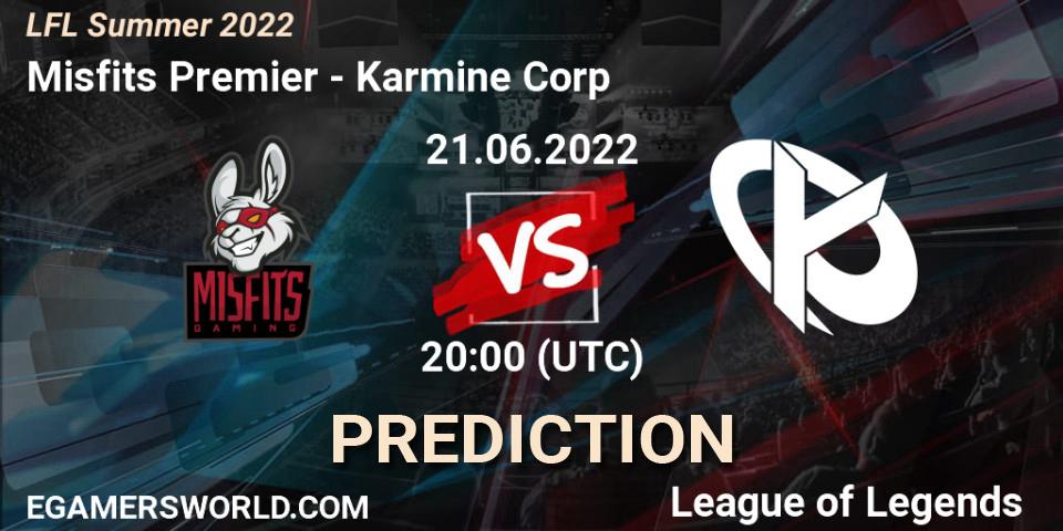 Misfits Premier contre Karmine Corp : prédiction de match. 21.06.2022 at 20:15. LoL, LFL Summer 2022
