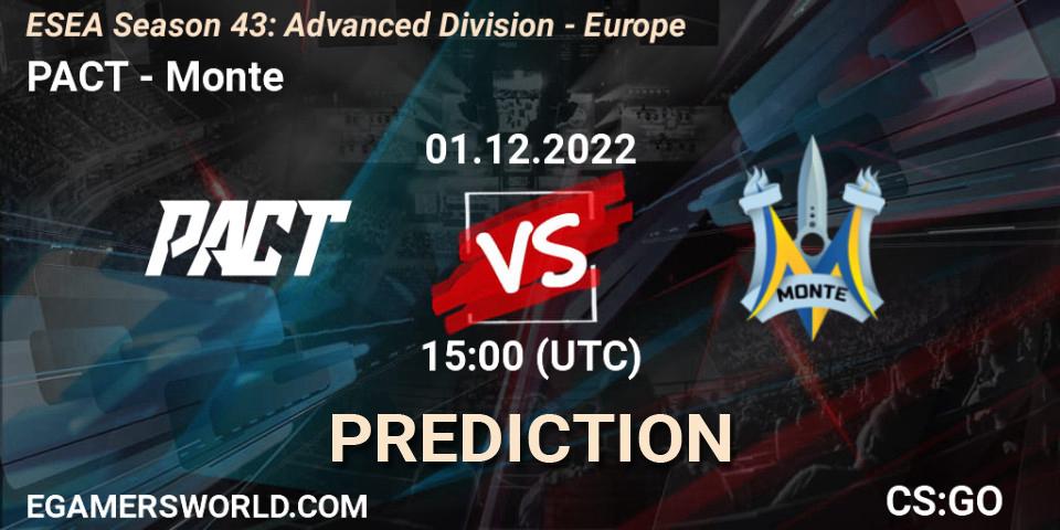 PACT contre Monte : prédiction de match. 01.12.22. CS2 (CS:GO), ESEA Season 43: Advanced Division - Europe