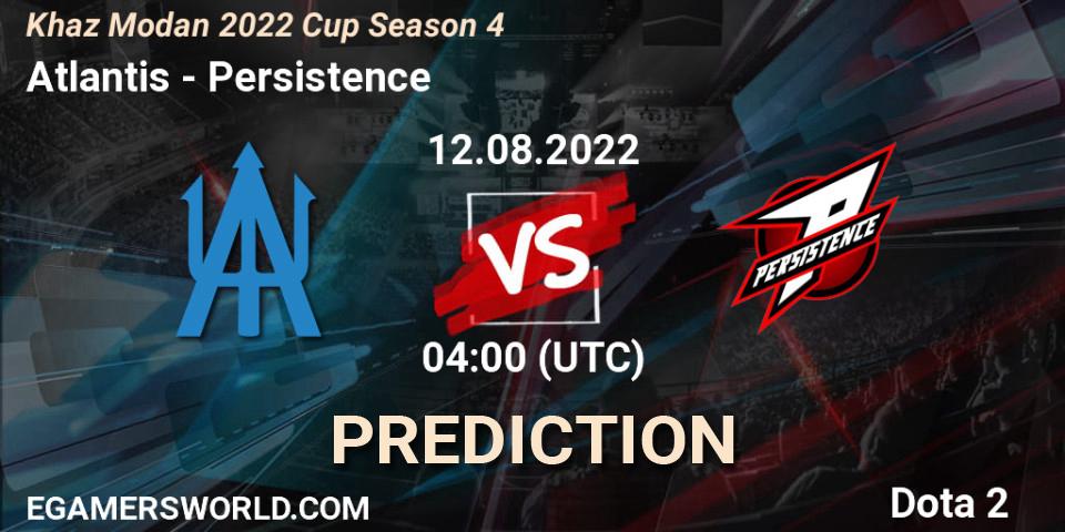 Atlantis contre Persistence : prédiction de match. 12.08.2022 at 04:21. Dota 2, Khaz Modan 2022 Cup Season 4