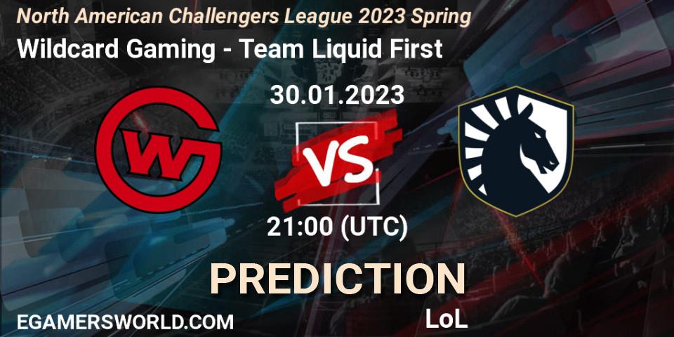 Wildcard Gaming contre Team Liquid First : prédiction de match. 30.01.23. LoL, NACL 2023 Spring - Group Stage