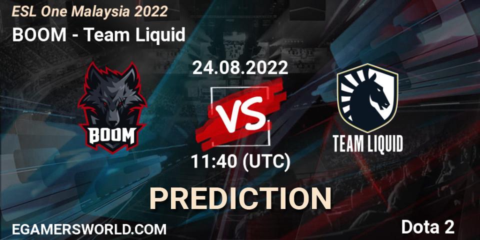 BOOM contre Team Liquid : prédiction de match. 24.08.22. Dota 2, ESL One Malaysia 2022