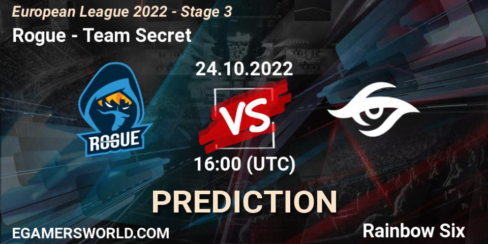 Rogue contre Team Secret : prédiction de match. 24.10.22. Rainbow Six, European League 2022 - Stage 3
