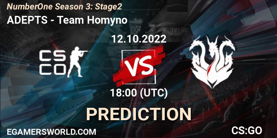 ADEPTS contre Team Homyno : prédiction de match. 12.10.2022 at 18:00. Counter-Strike (CS2), NumberOne Season 3: Stage 2